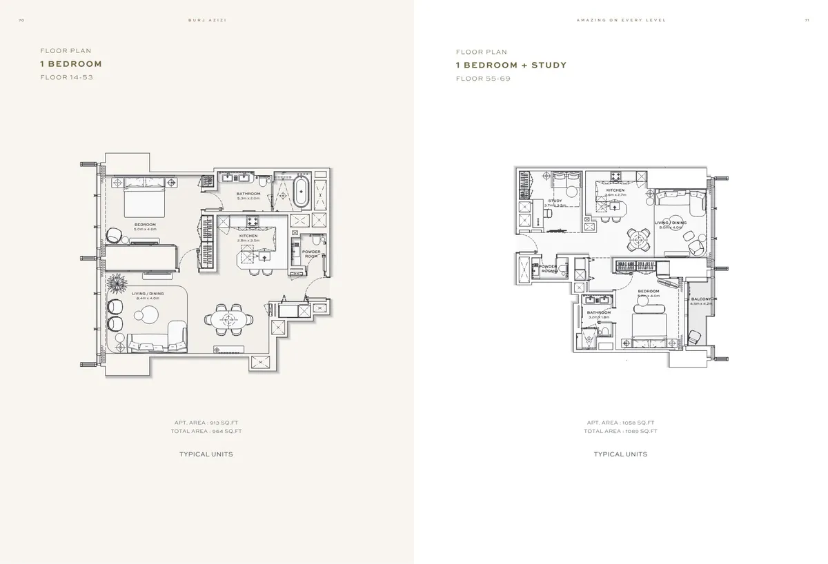 Floor plans: 1 bedroom apartment